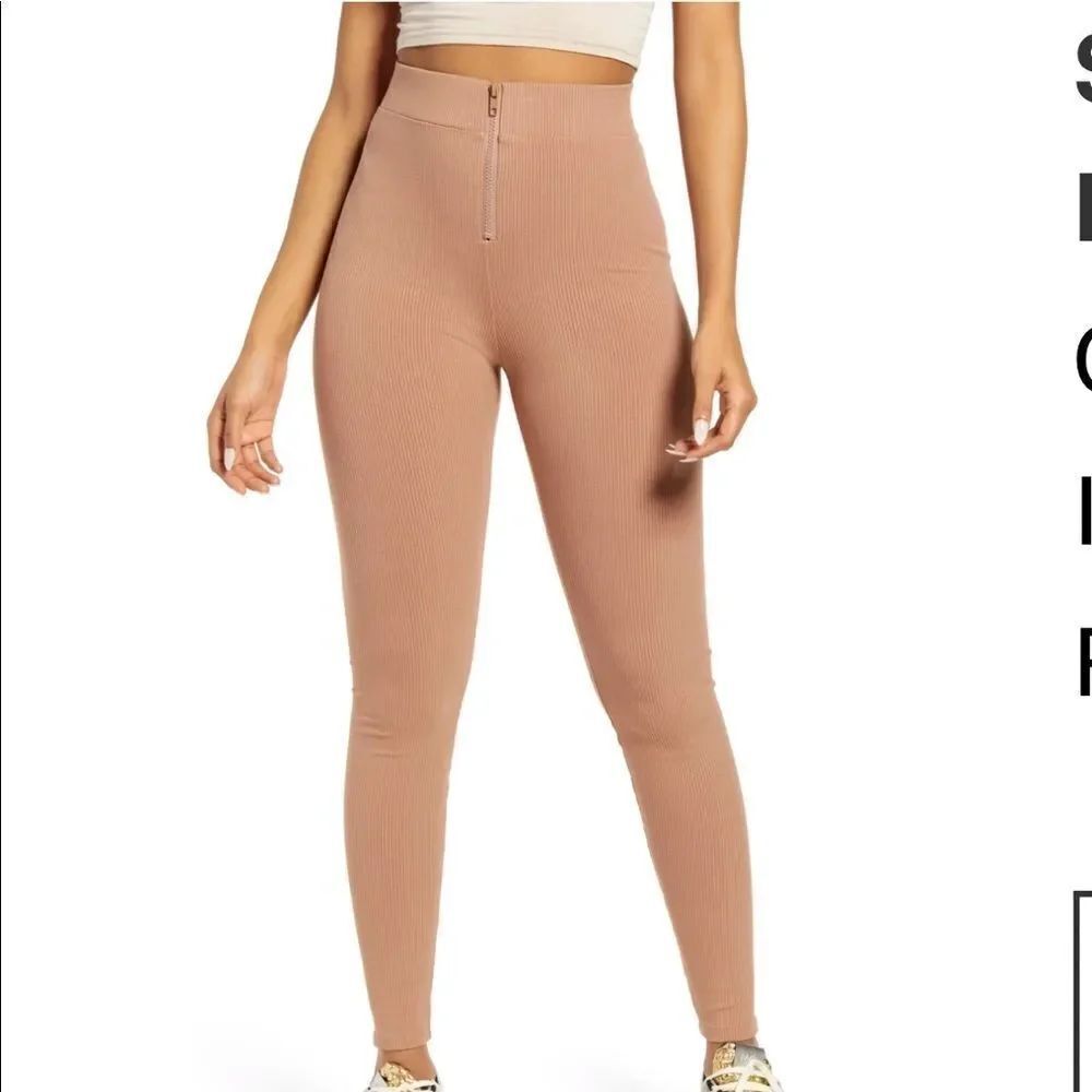 Naked Wardrobe Snatched Zipper High Waist Leggings NWT
